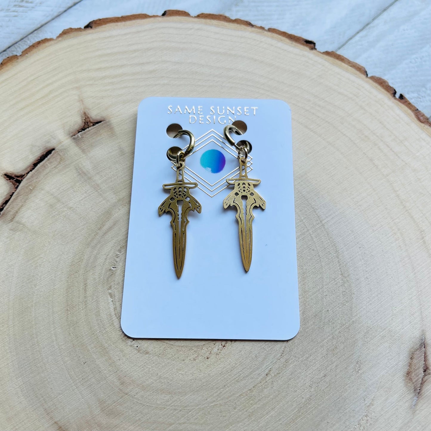 Dagger Huggie Hoop Earrings