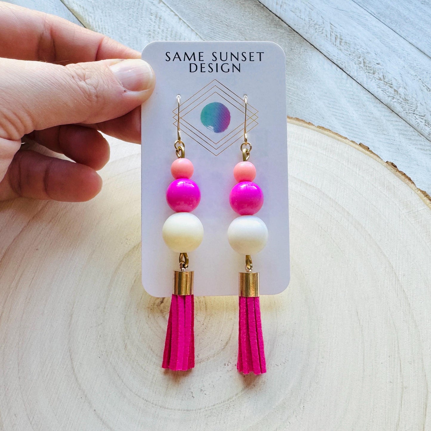 Pink Tassel Earrings