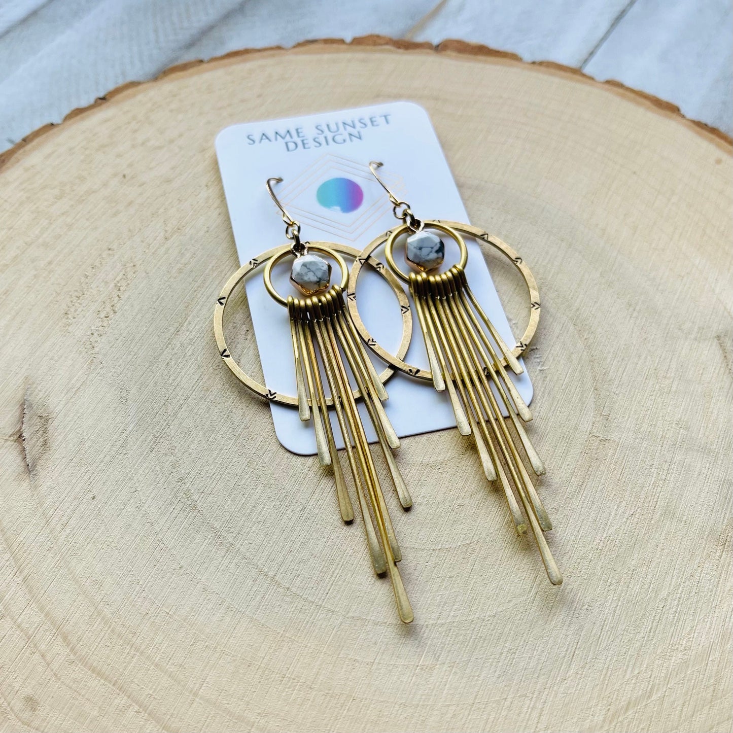 Howlite Hoop Fringe Earrings