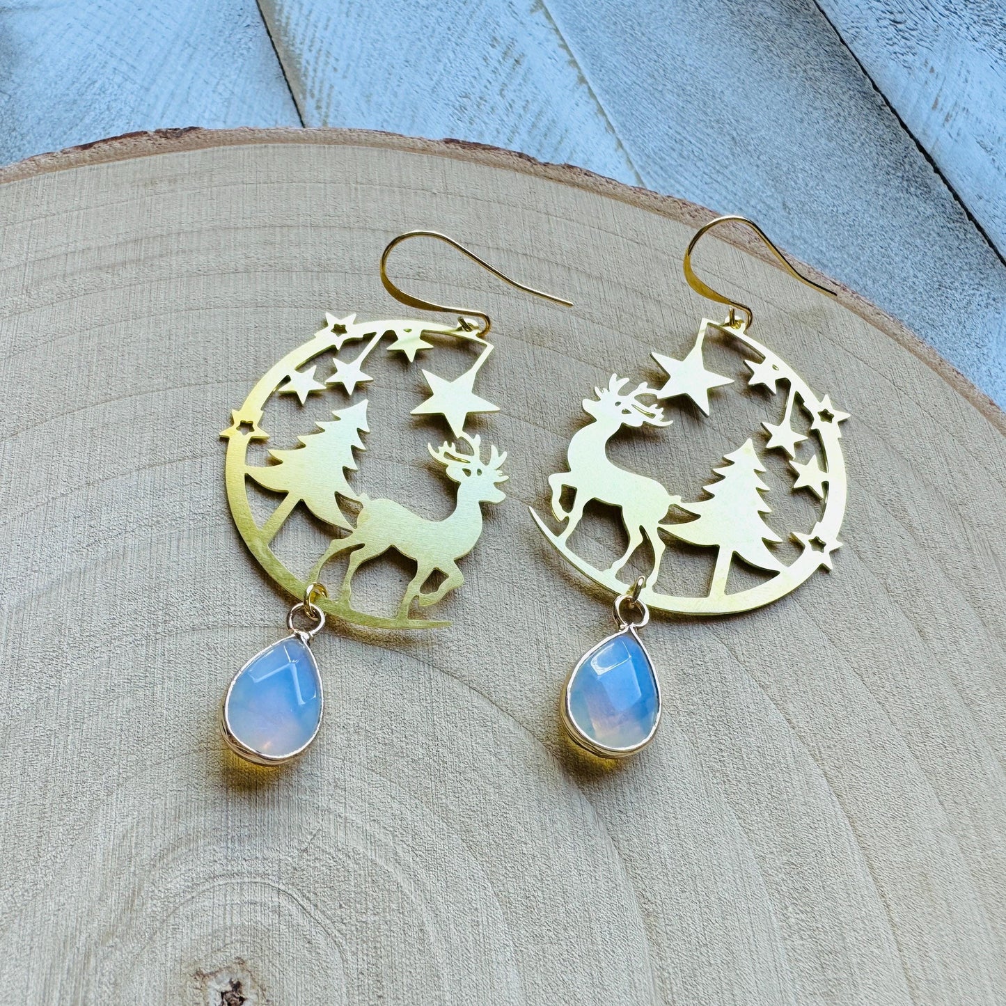 Opalite Reindeer Earrings
