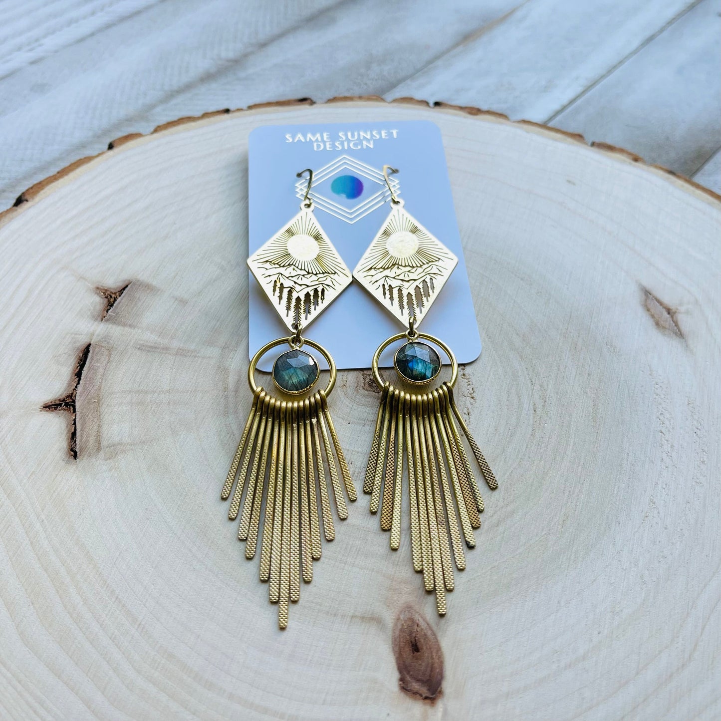 Labradorite Mountain Fringe Earrings