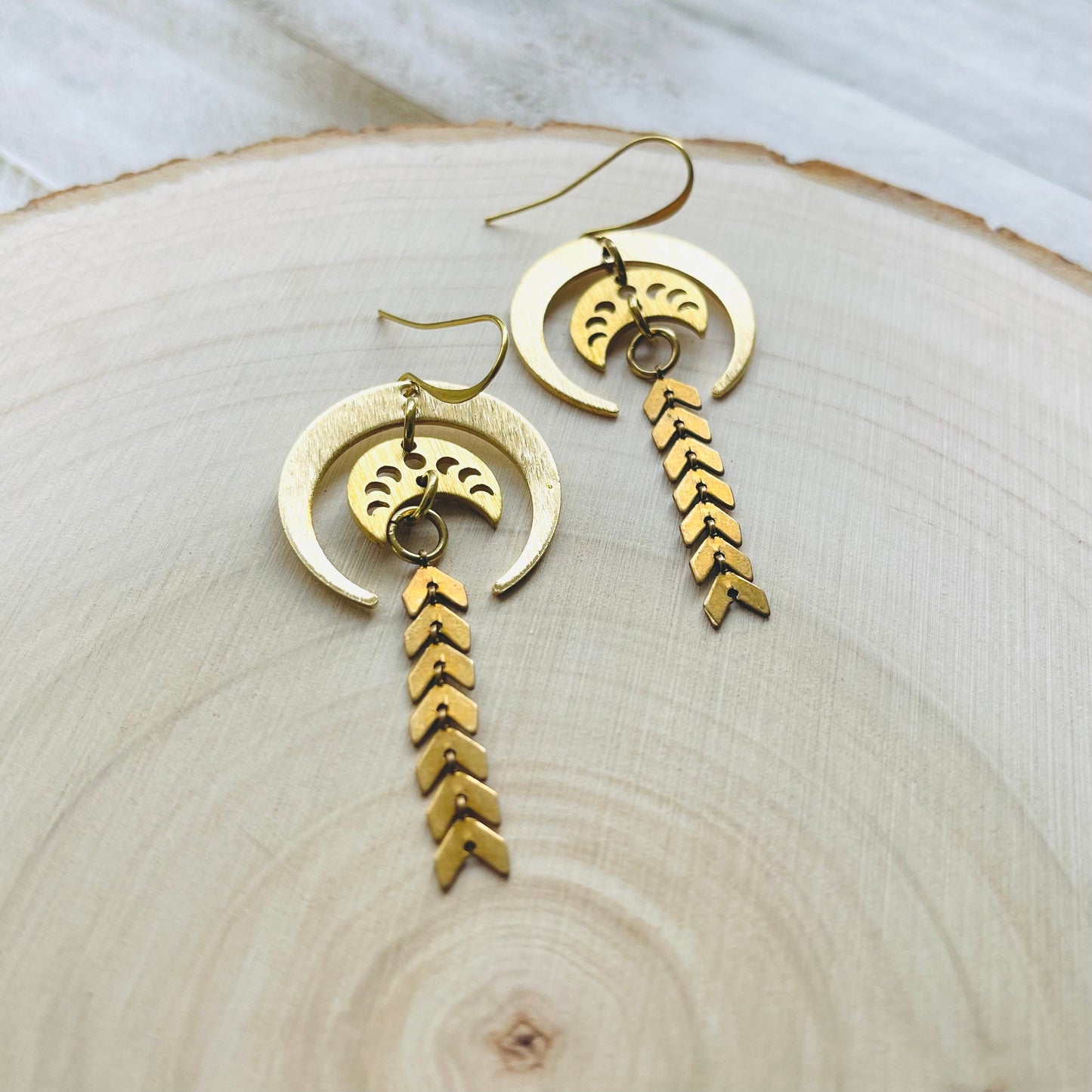 Brass Moon Earrings