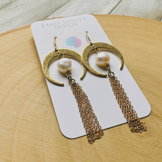 Pearl Moon Earrings