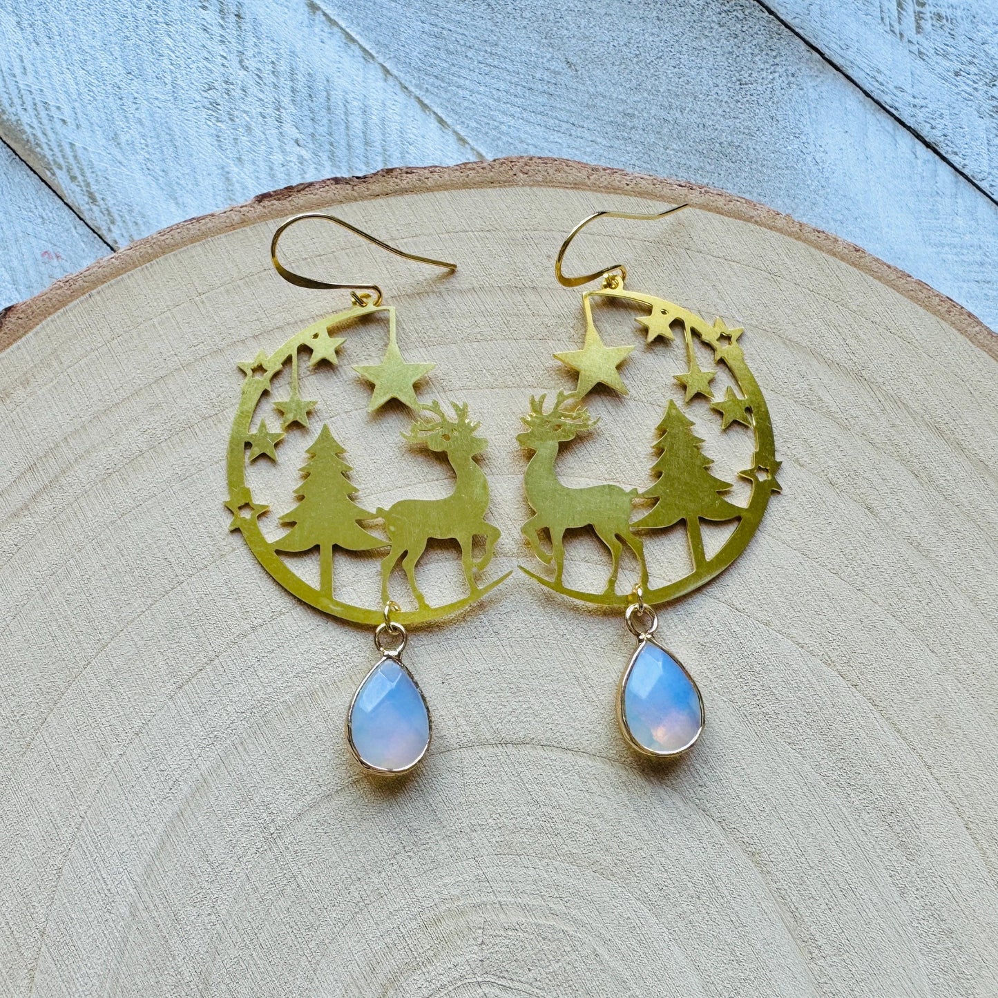 Opalite Reindeer Earrings