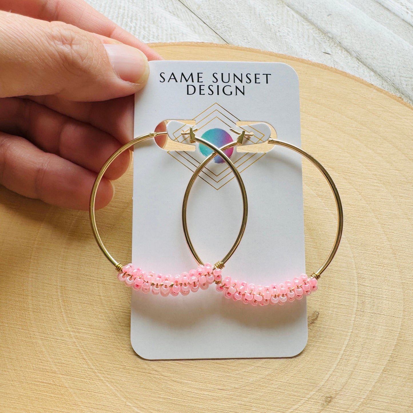 Seed Bead Hoop Earrings