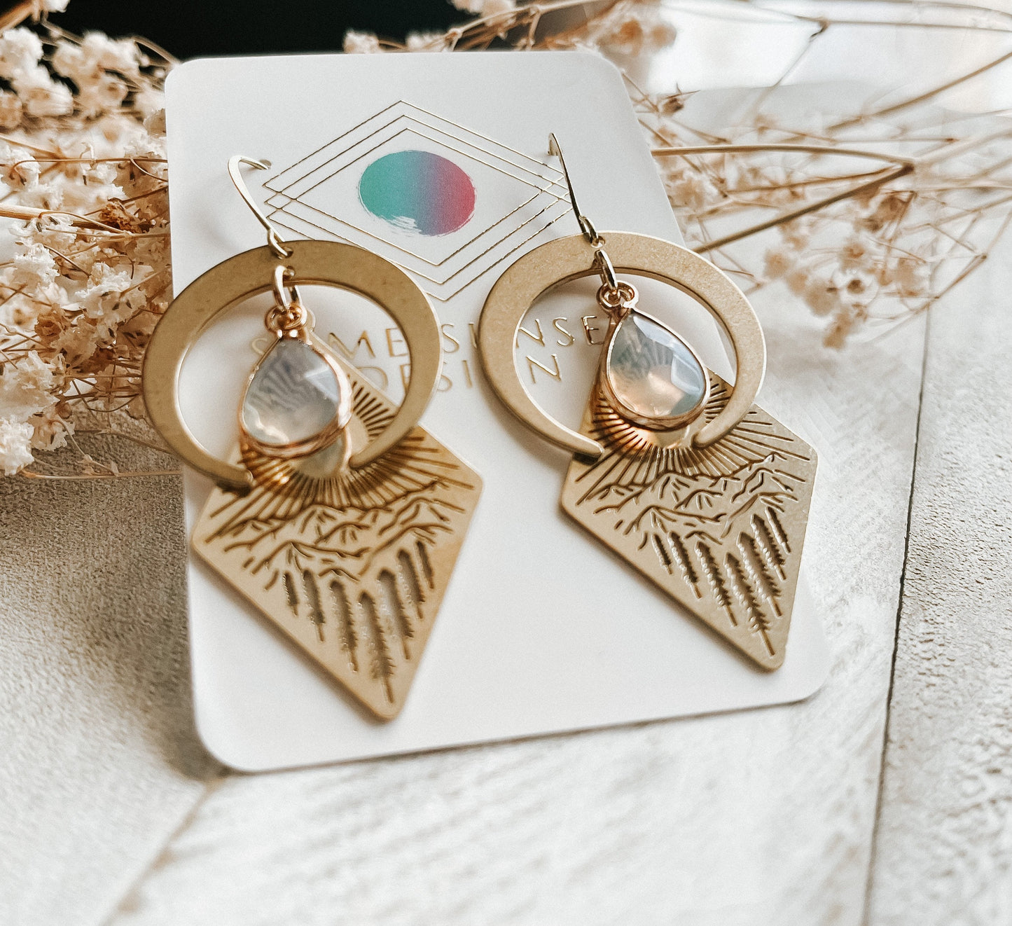 Opalite Mountain Moon Earrings