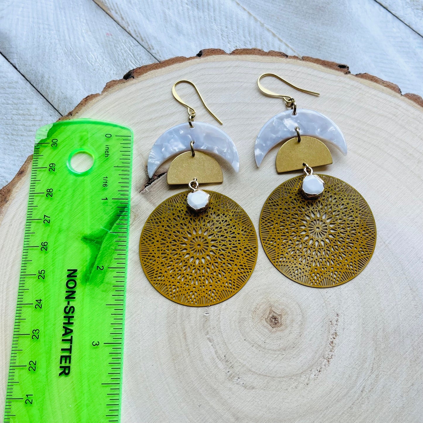 Howlite Moon Earrings