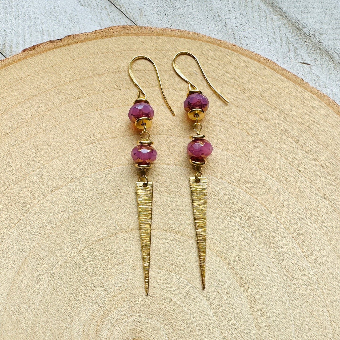 Pink Triangle Earrings