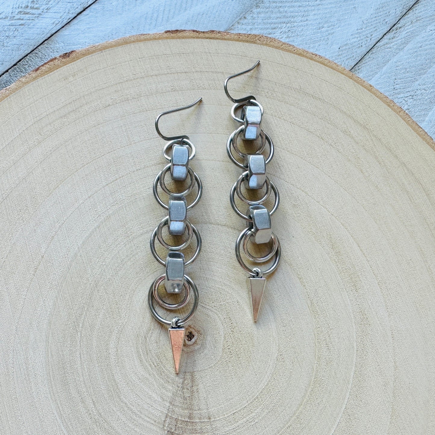 Hex Nut Spike Earrings