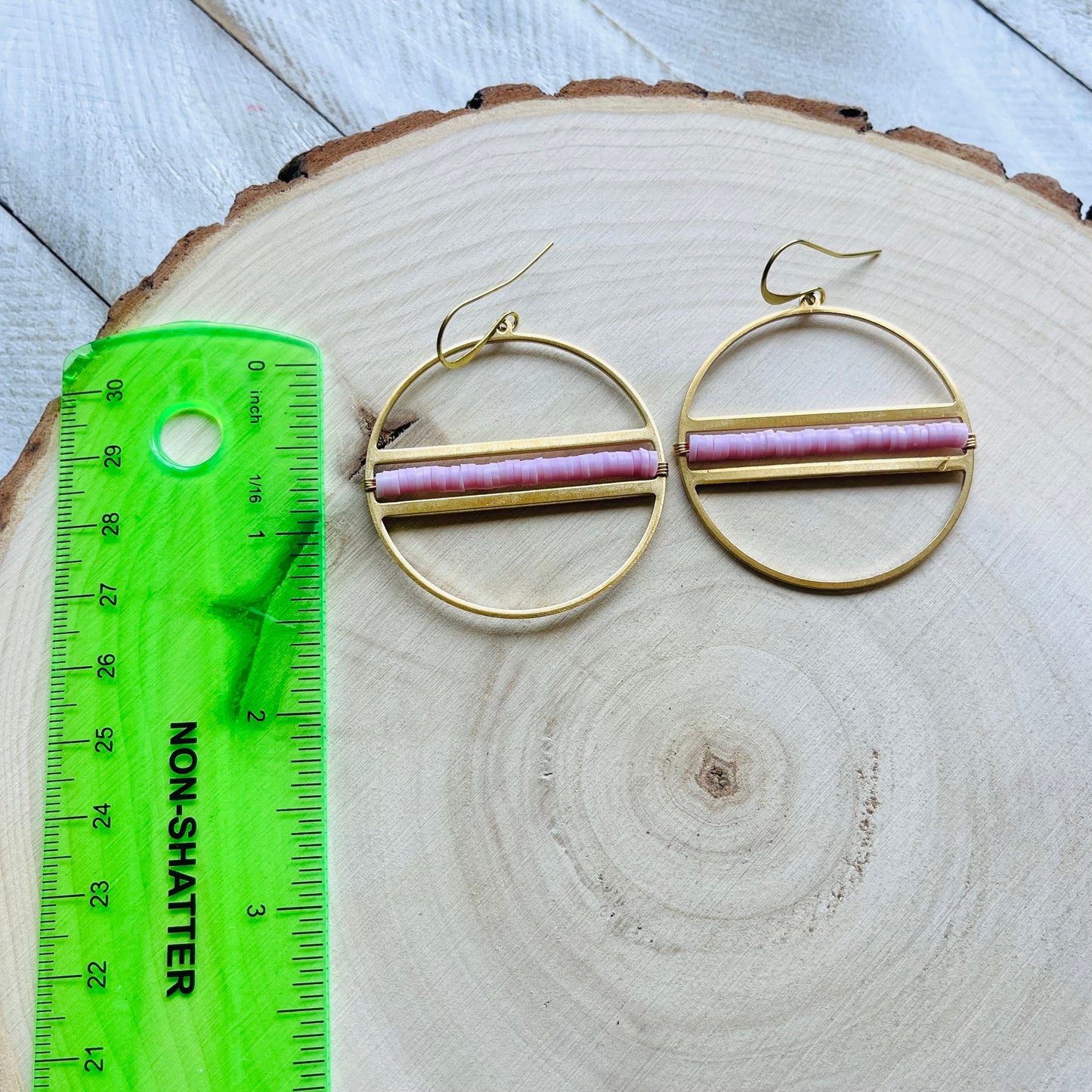 Pink Heishi Hoop Earrings
