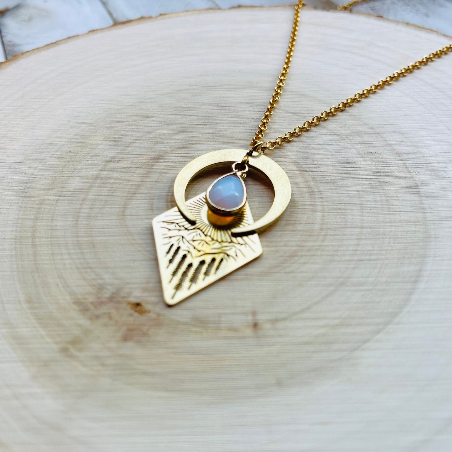 Opalite Mountain Moon Necklace