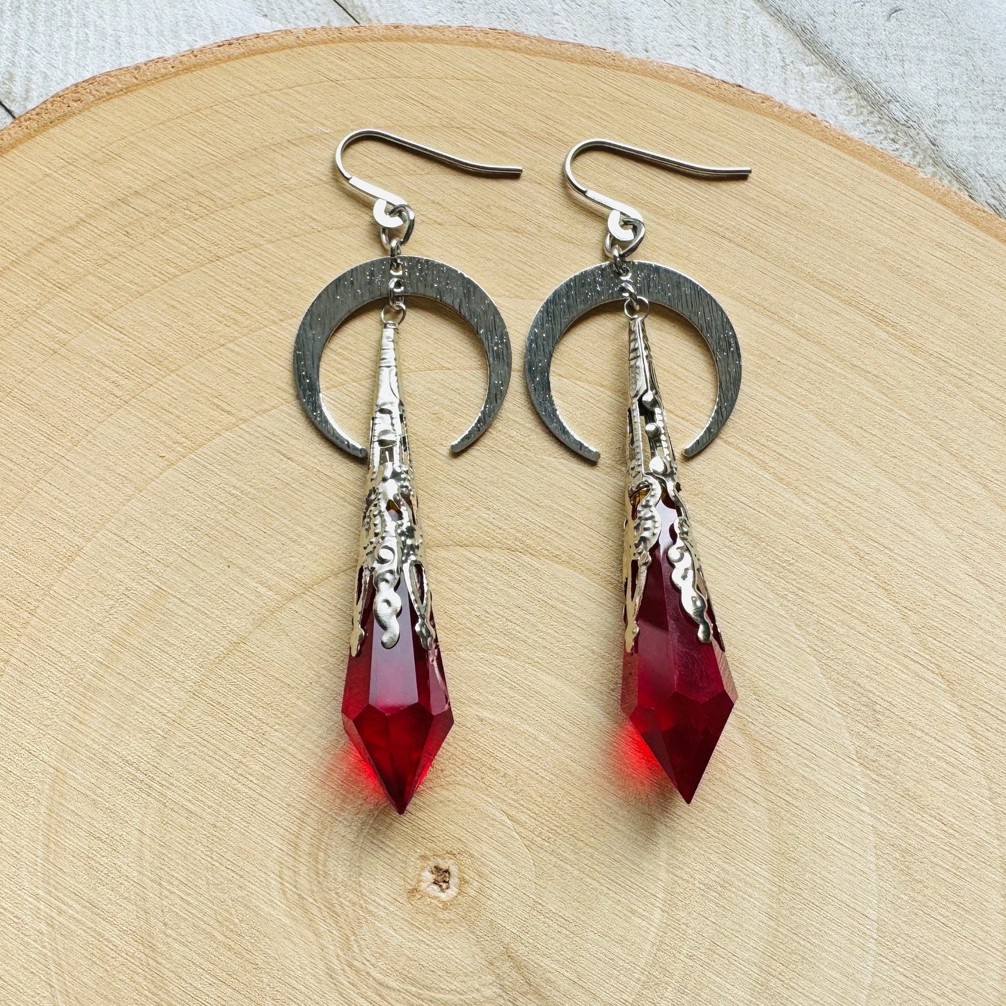 Red Moon Crystal Earrings