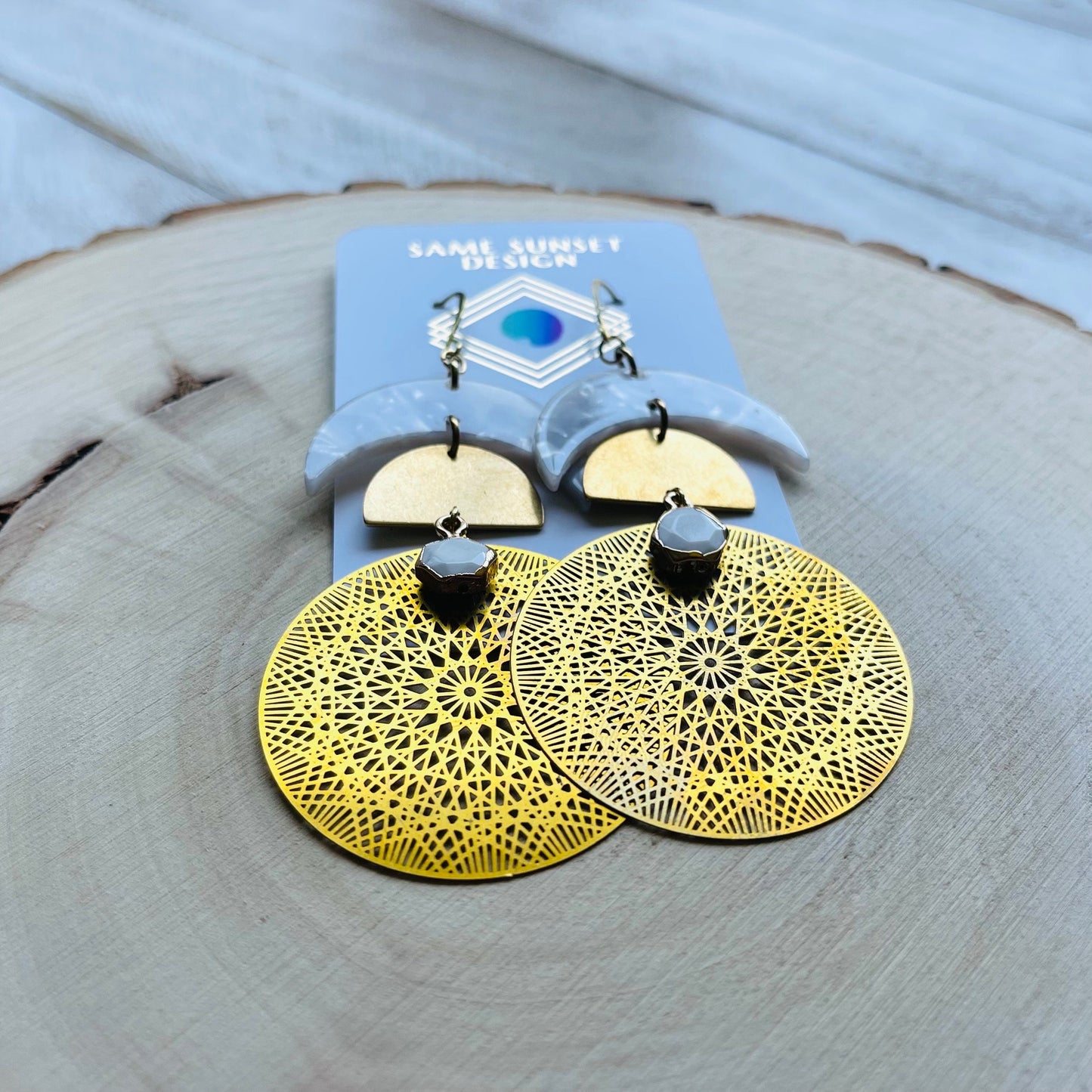 Howlite Moon Earrings
