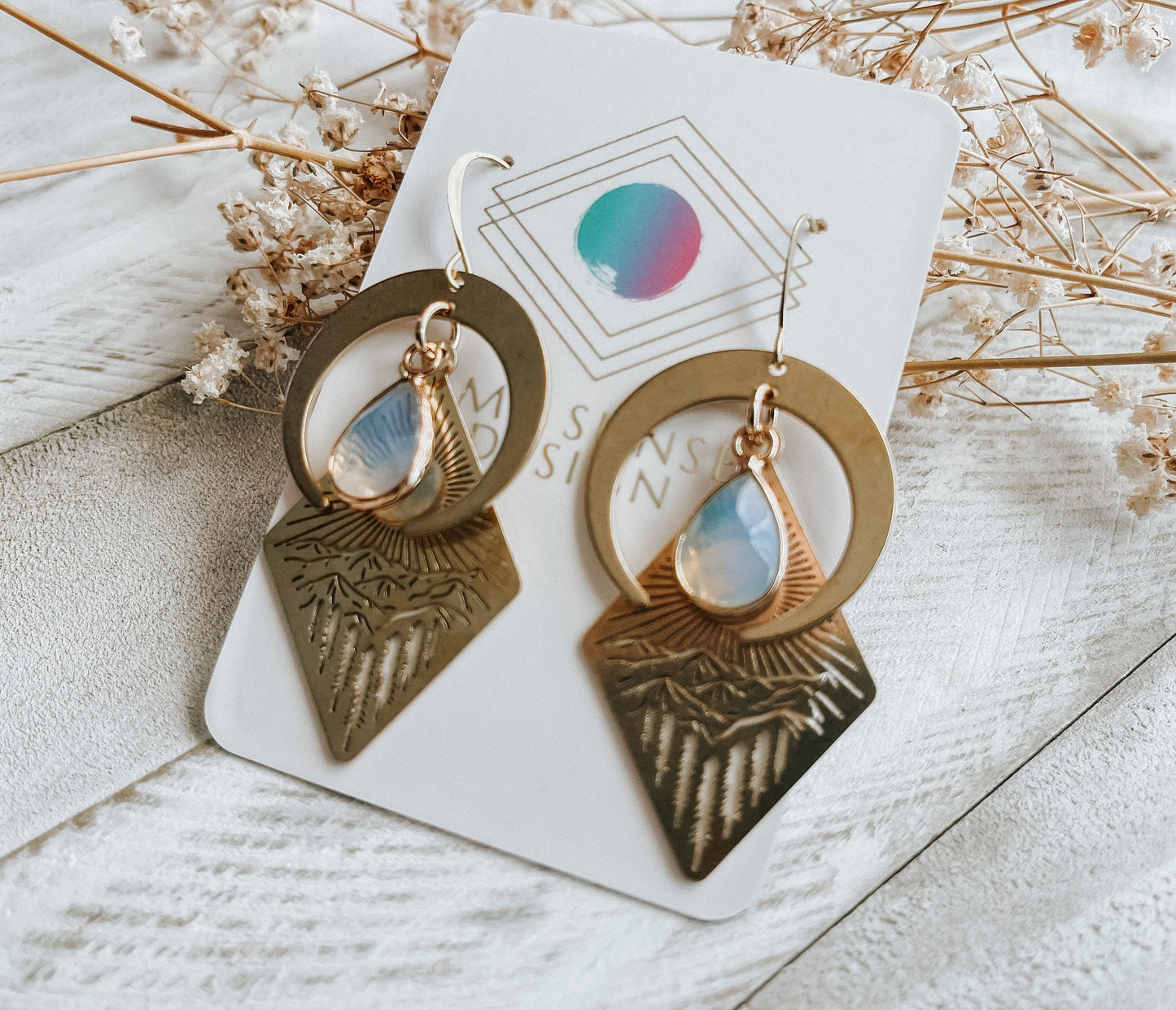 Opalite Mountain Moon Earrings