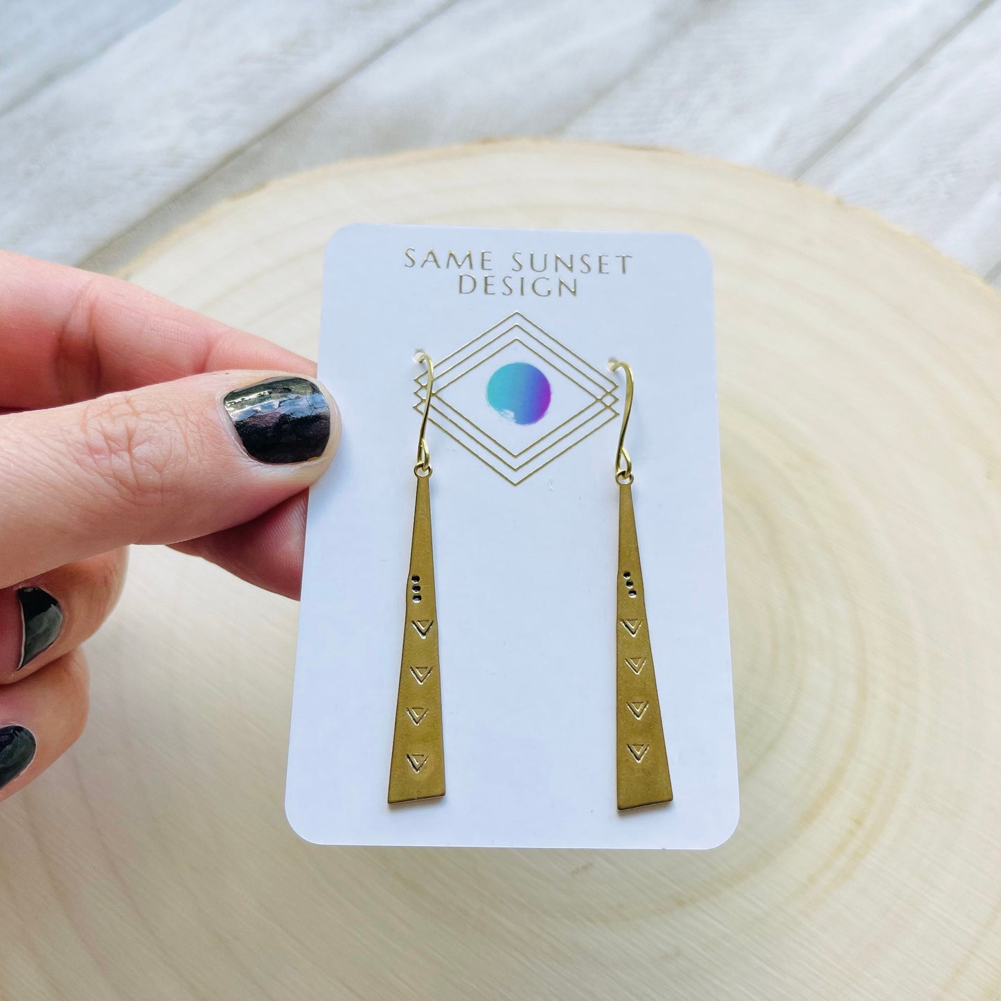 Stamped Brass Geometric Earrings