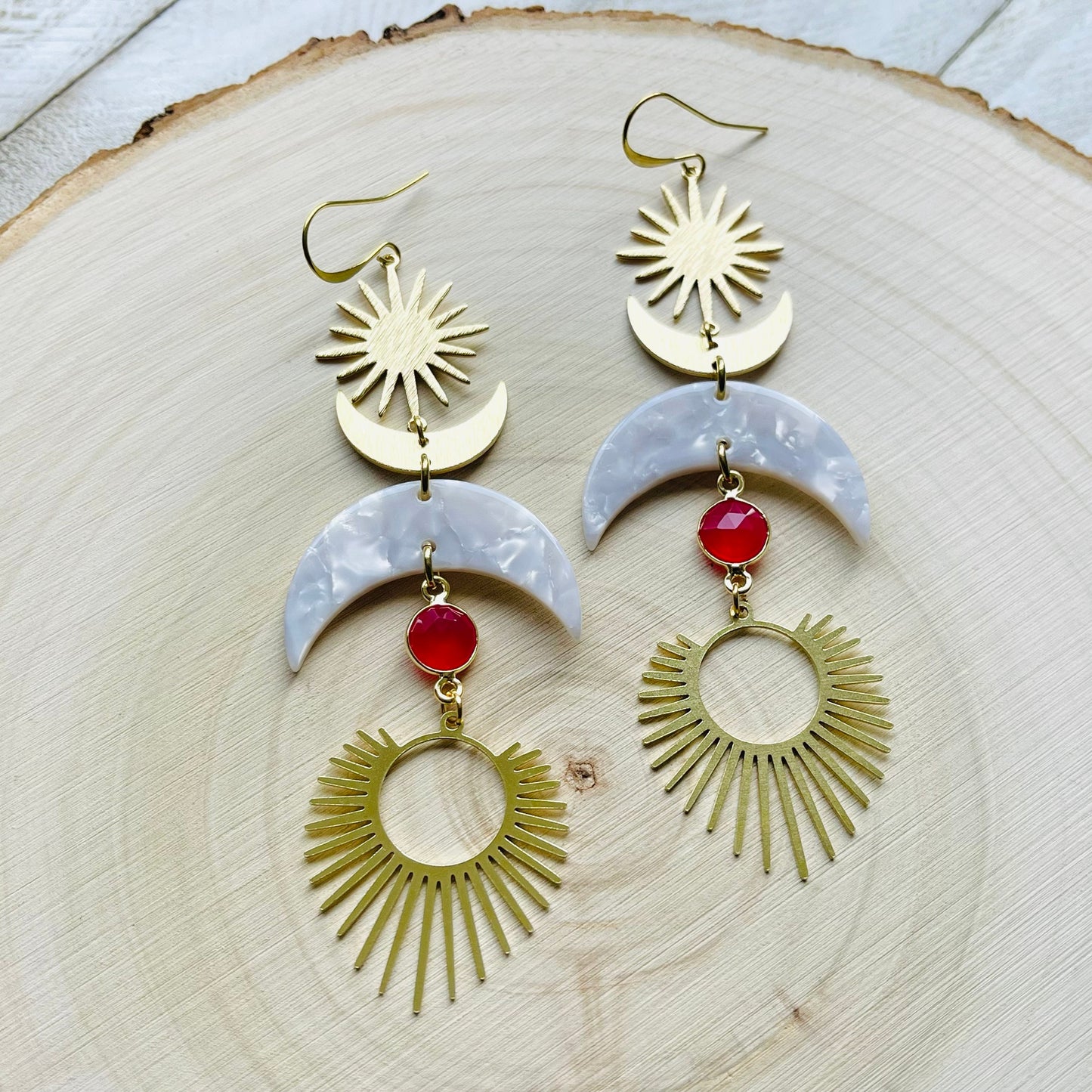 Chalcedony Moon Earrings