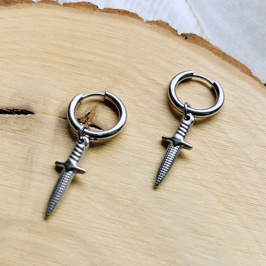 Dagger Huggie Hoop Earrings