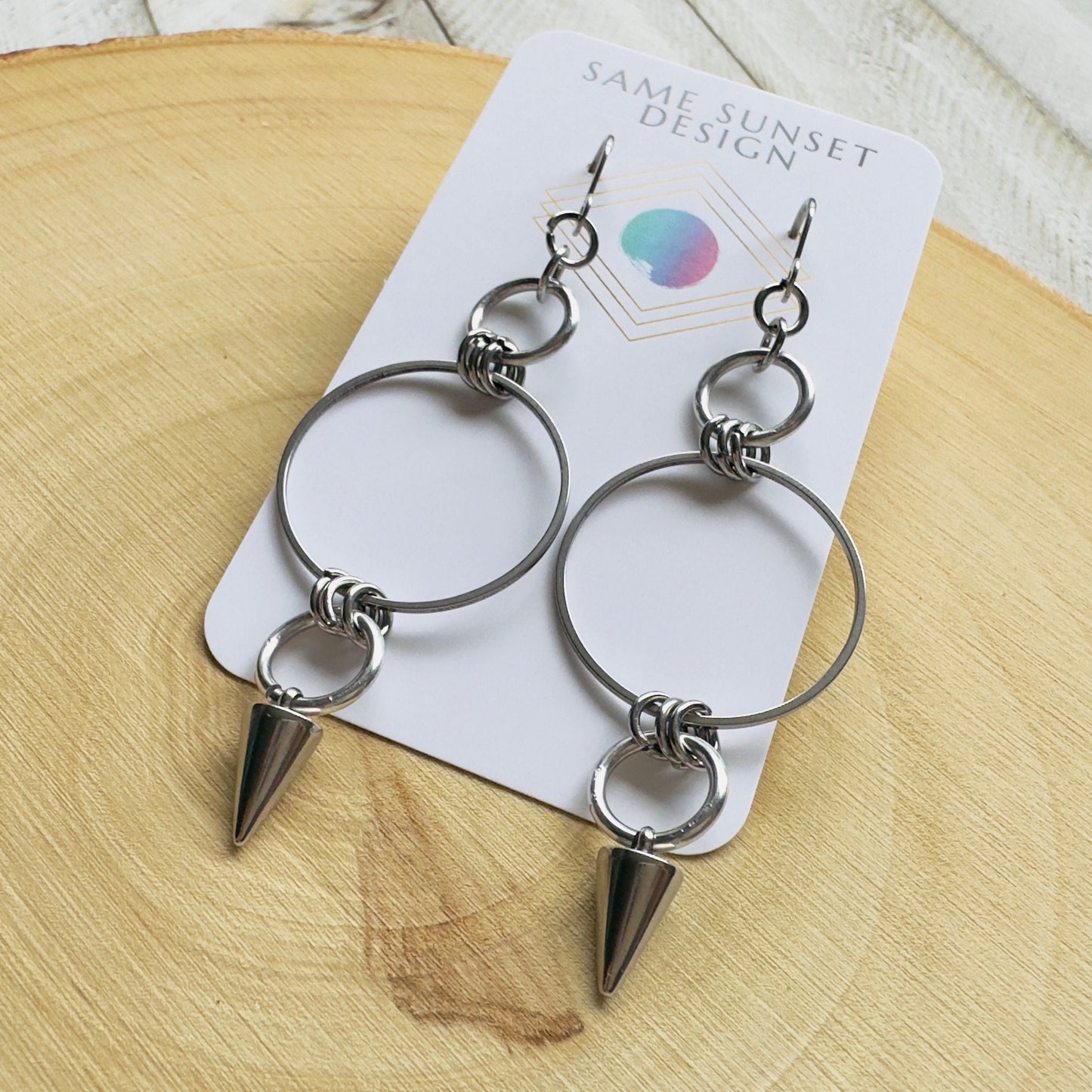 Stainless Steel Spike Earrings