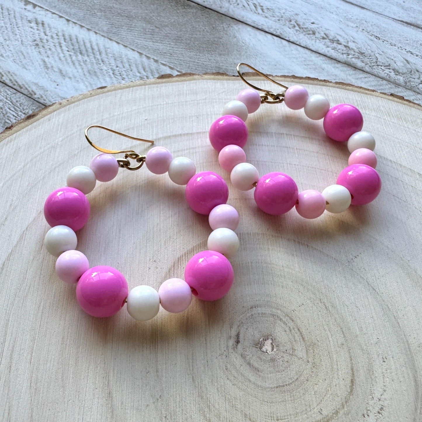 Pastel Bead Hoop Earrings