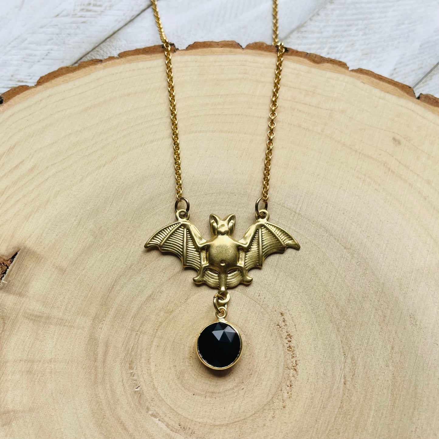 Onyx Bat Necklace