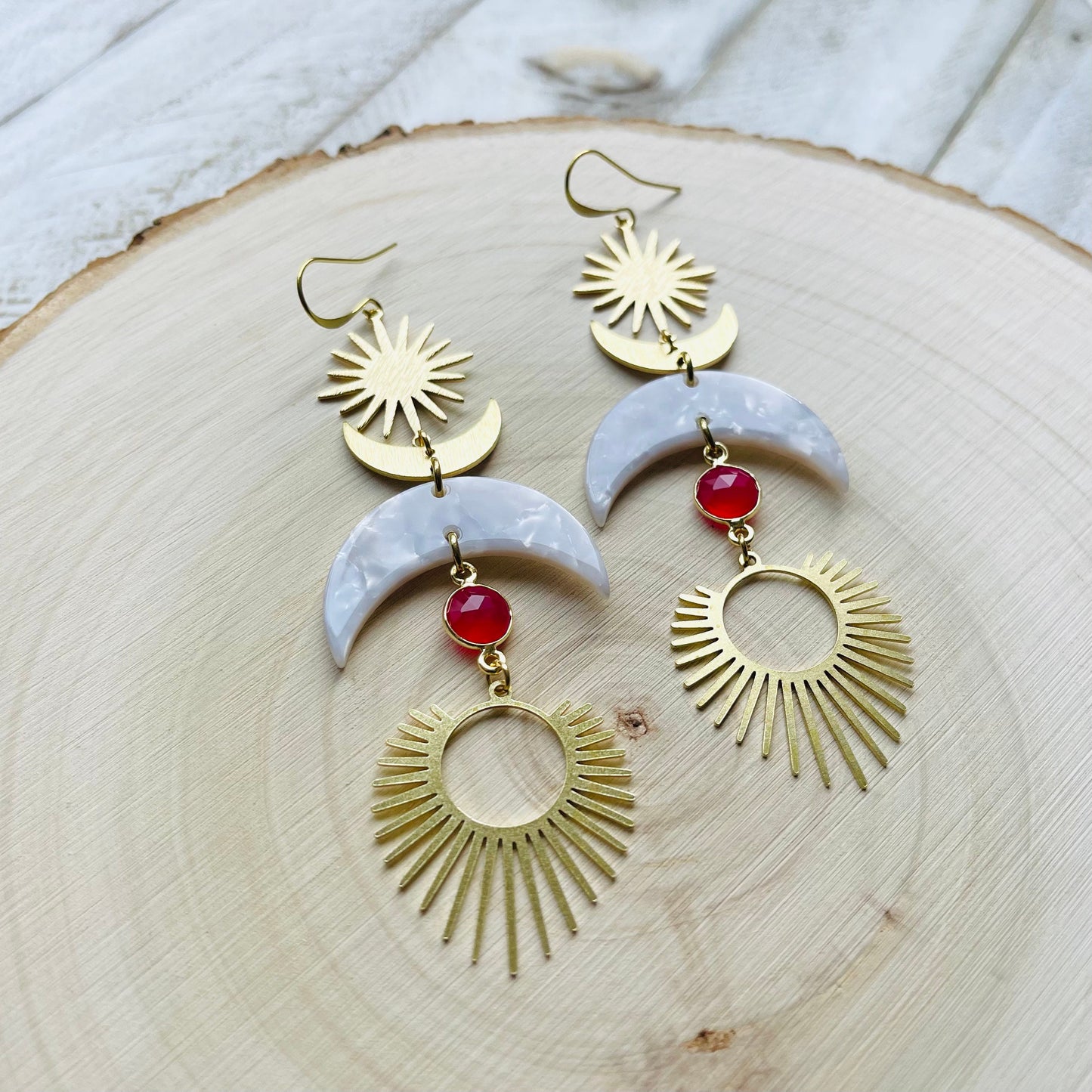 Chalcedony Moon Earrings