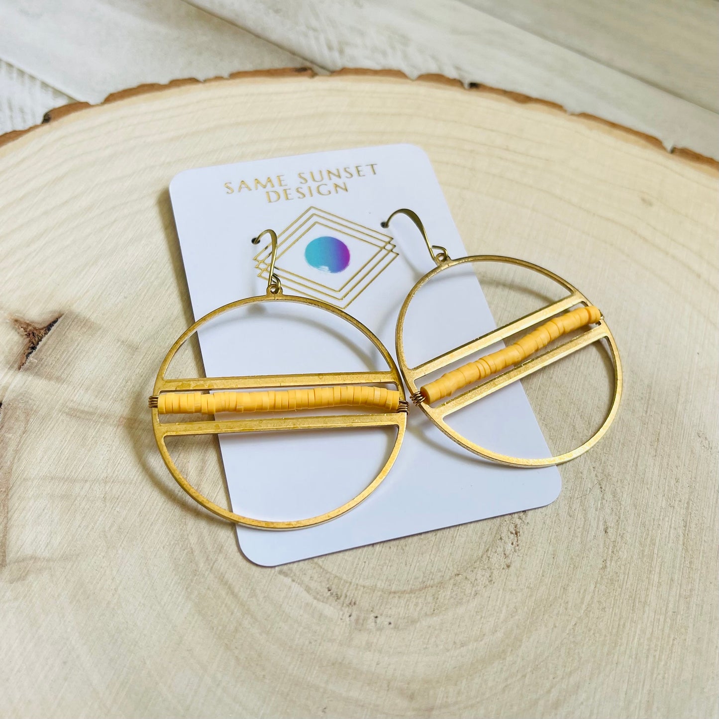 Yellow Heishi Bead Hoop Earrings