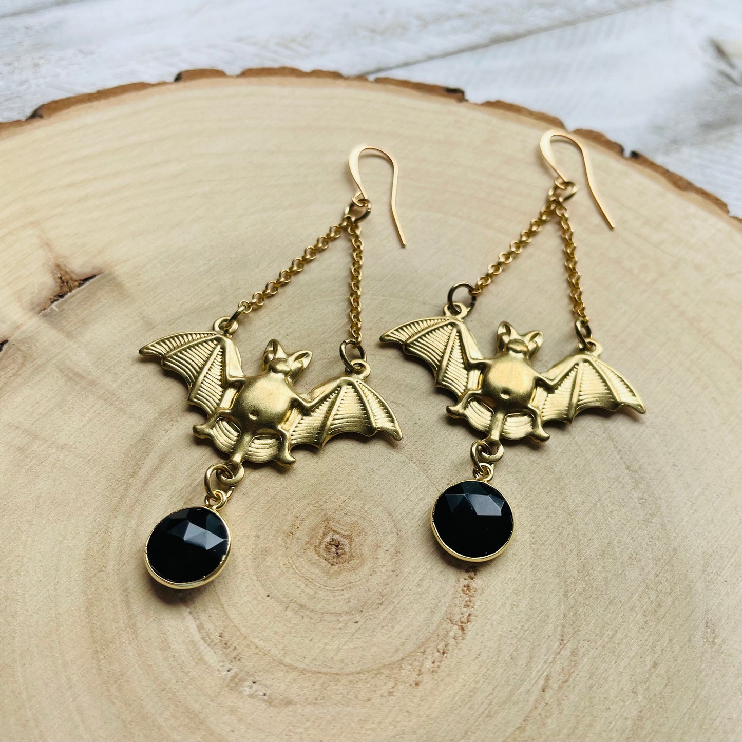 Onyx Bat Earrings