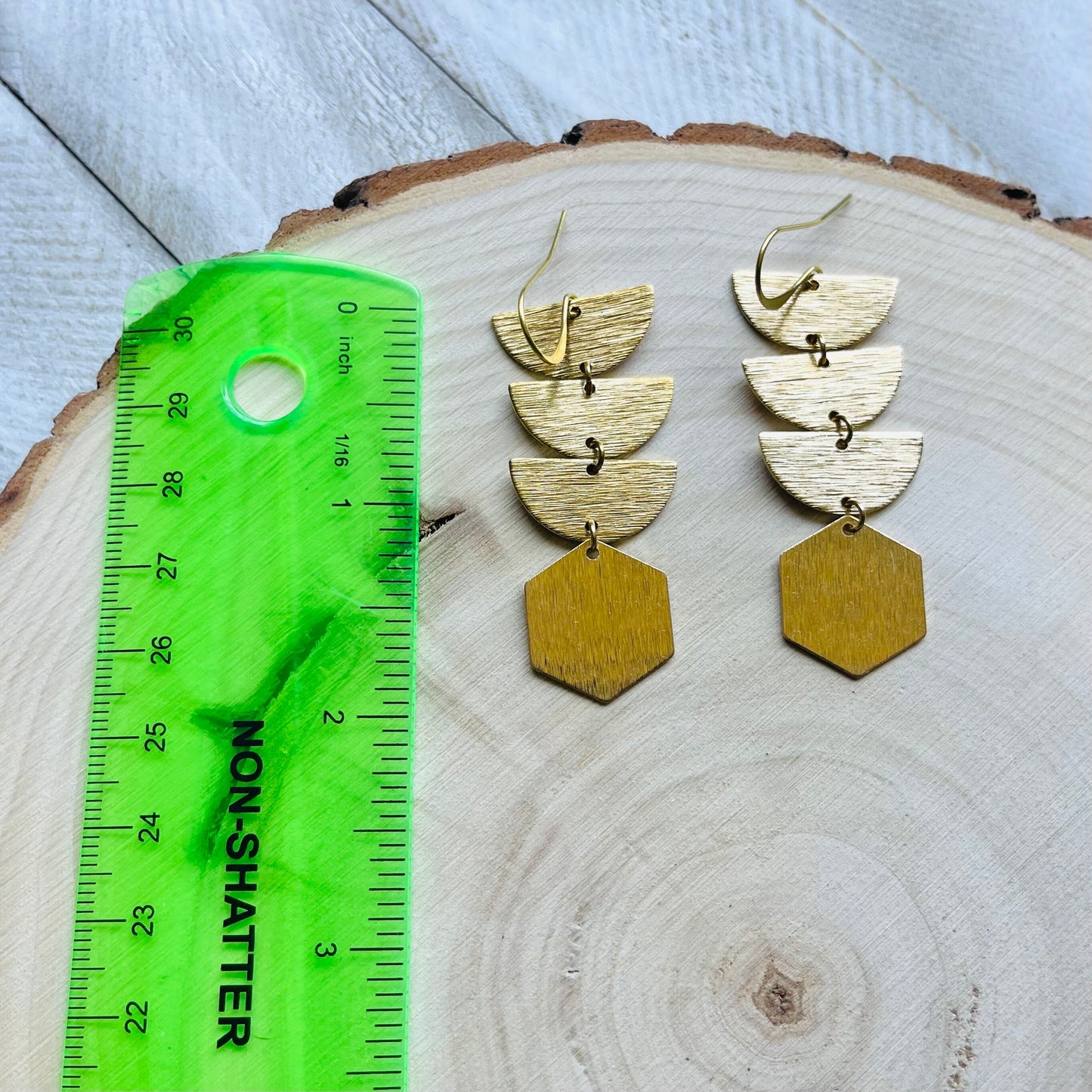 Geometric Brass Dangle Earrings