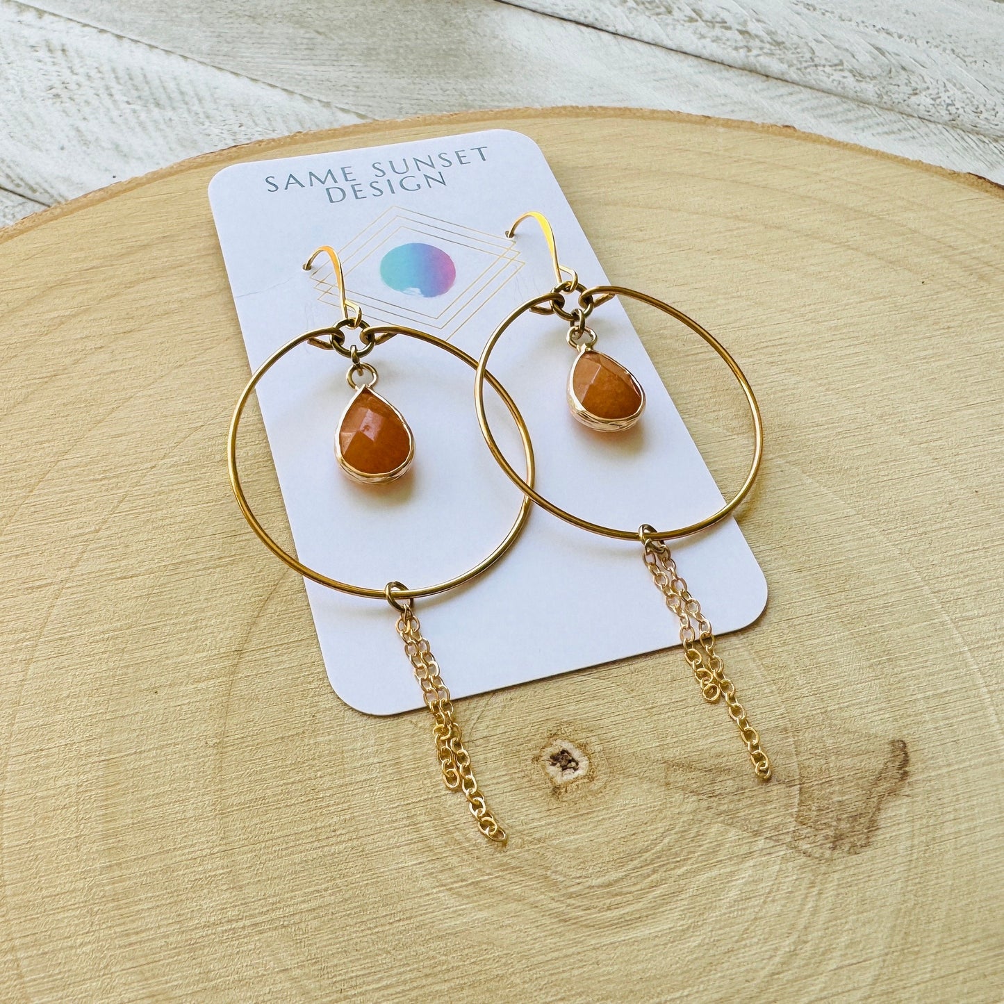 Aventurine Hoop Earrings