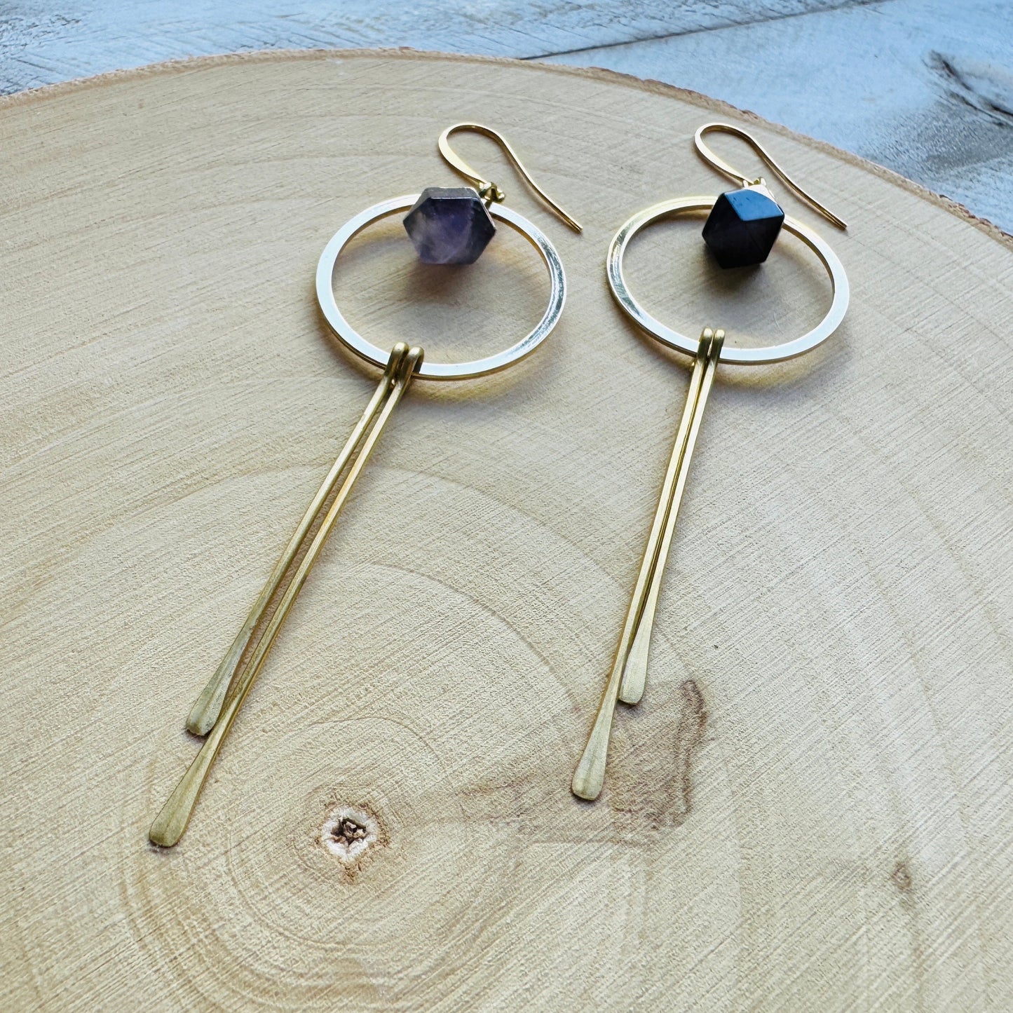 Amethyst Hoop Fringe Earrings