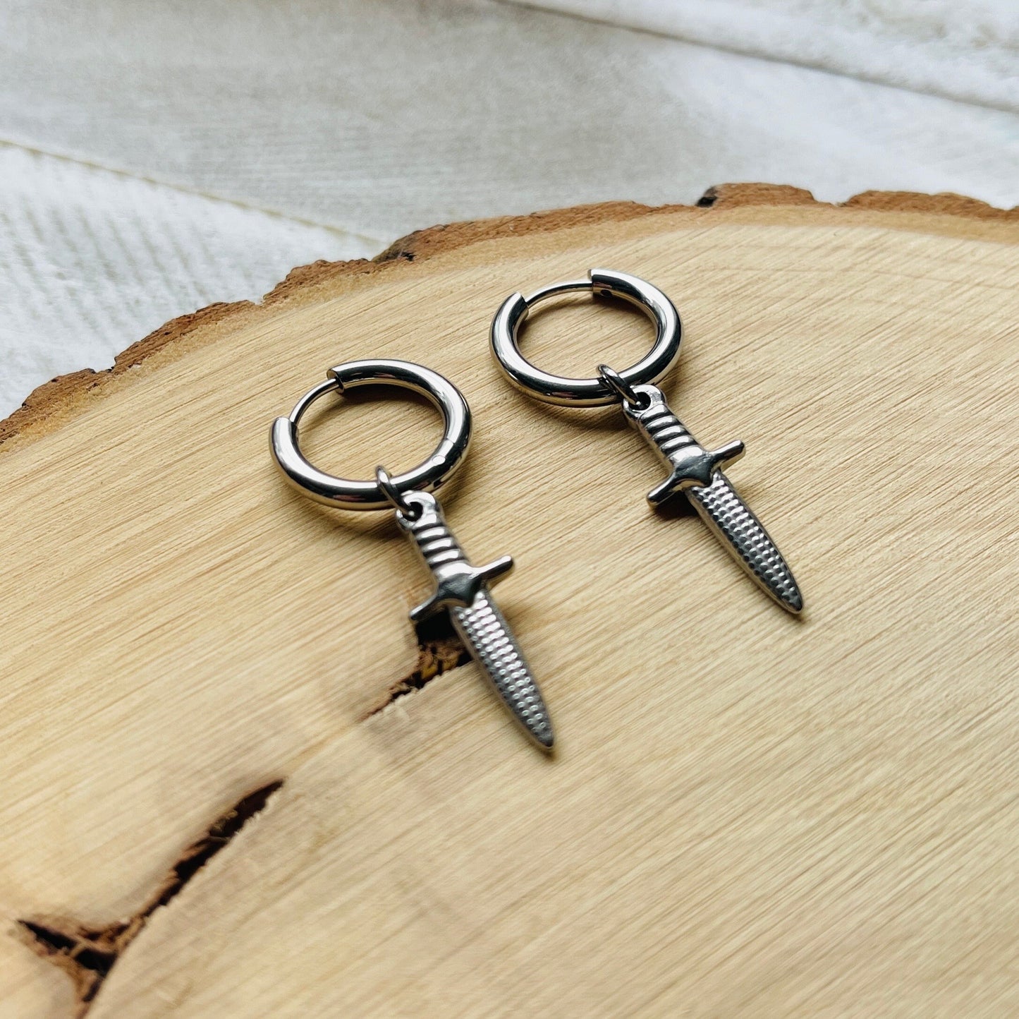 Dagger Huggie Hoop Earrings