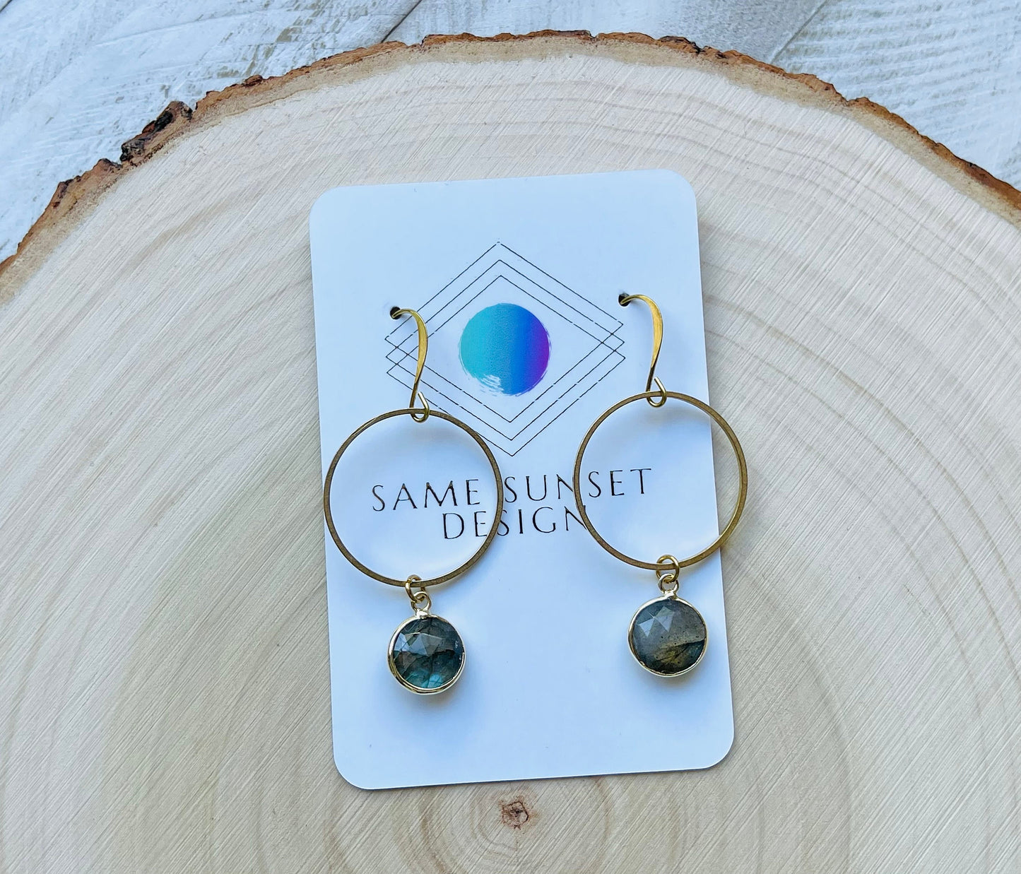 Labradorite Hoop Earrings