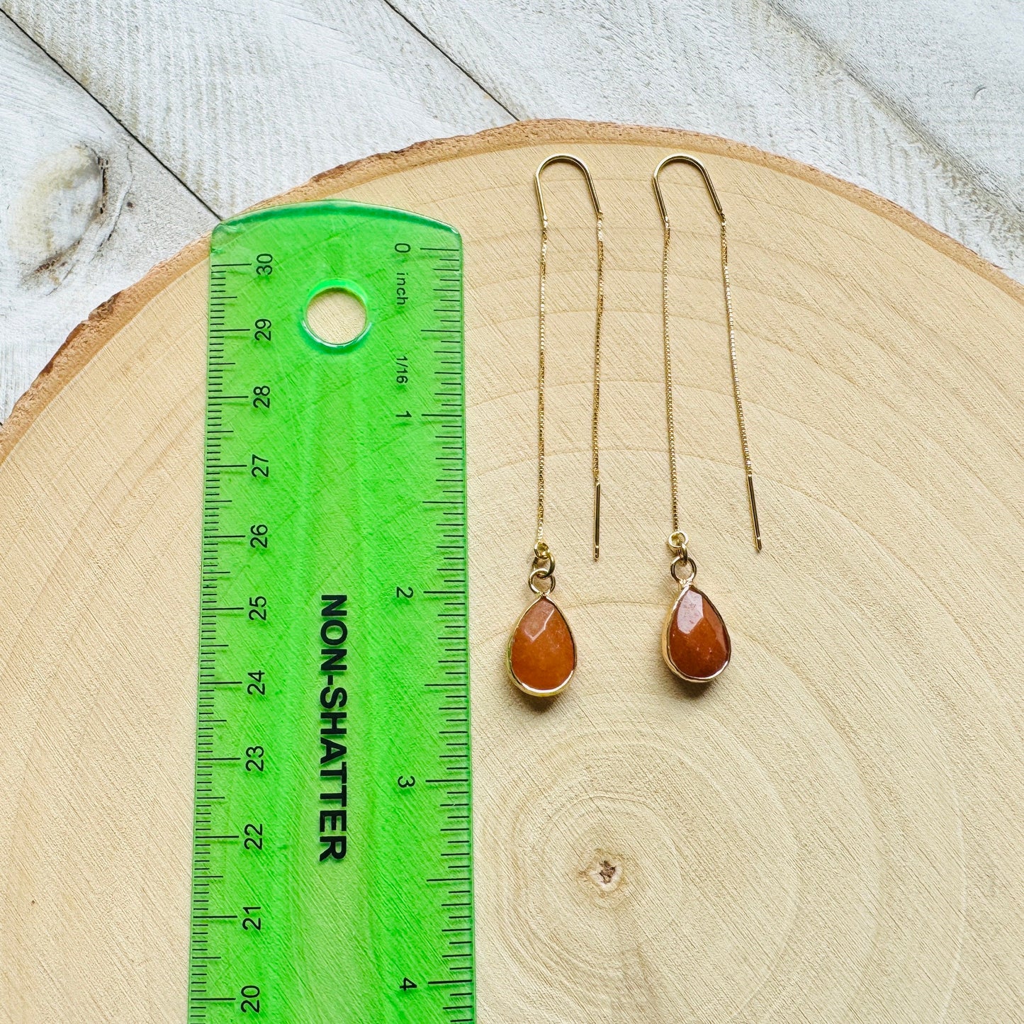 Aventurine Threader Earrings