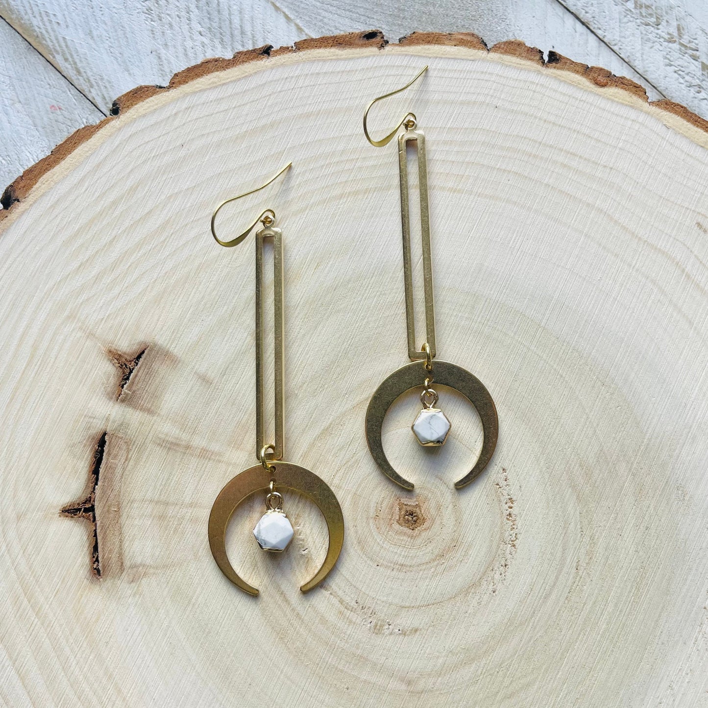 Howlite Moon Earrings