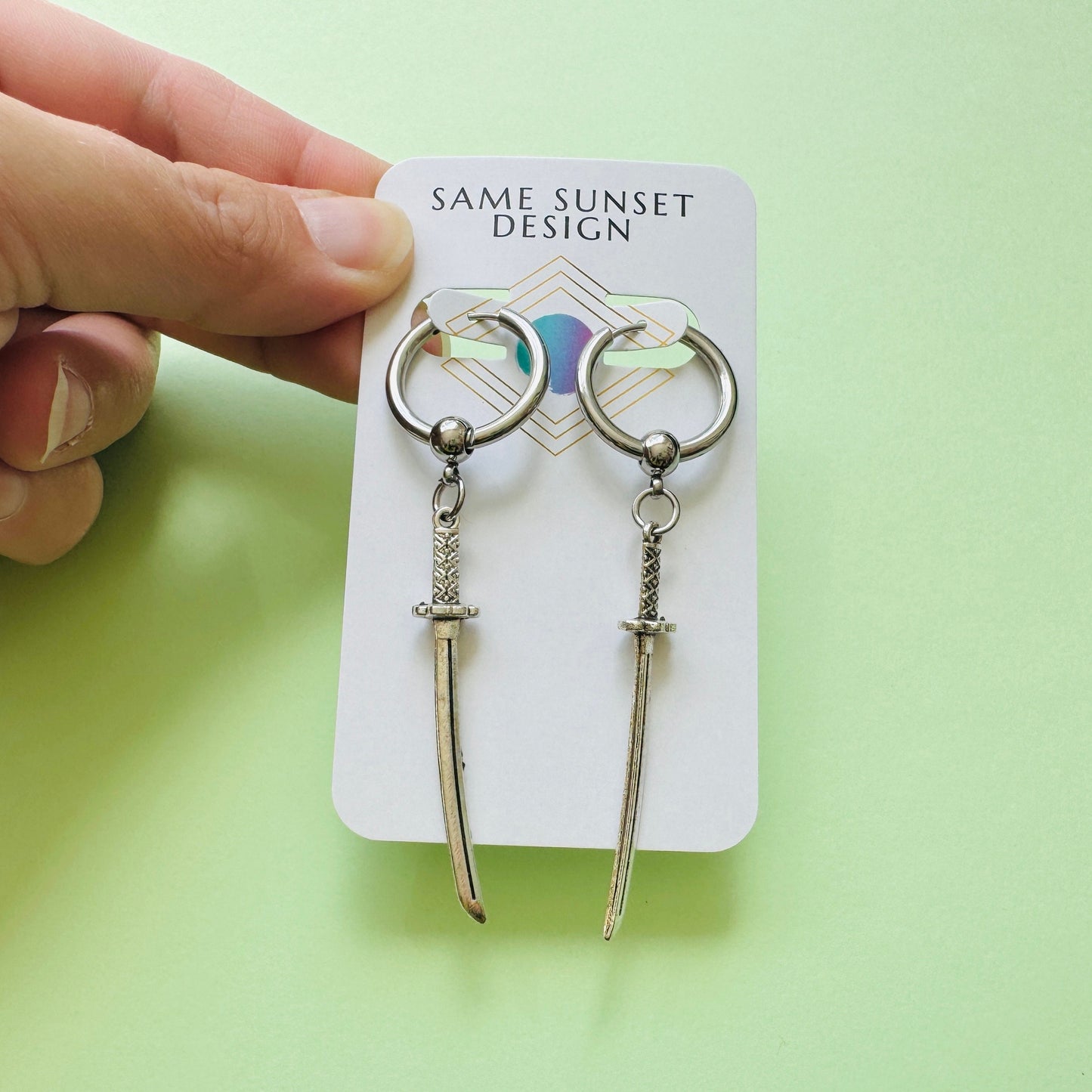 Sword Huggie Hoop Earrings