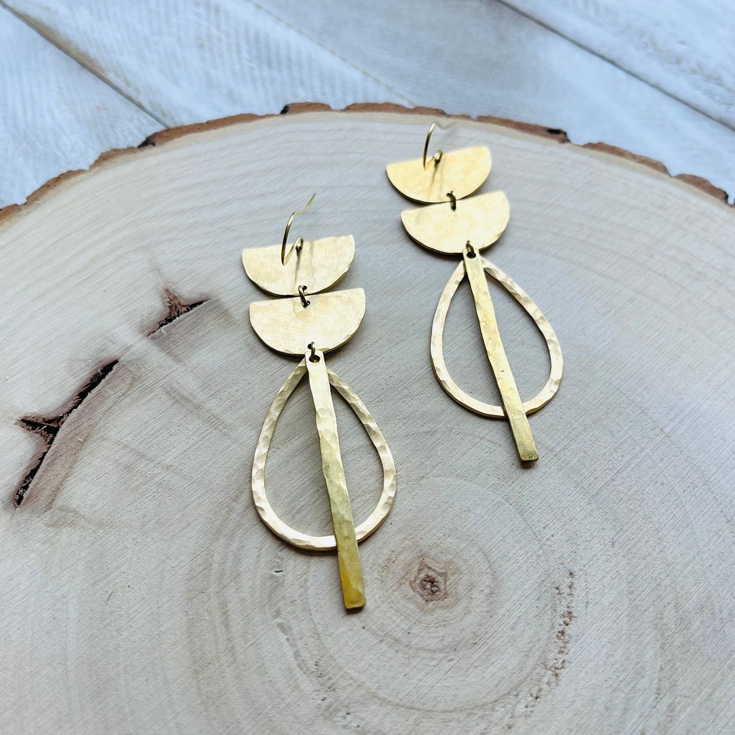 Hammered Brass Boho Earrings