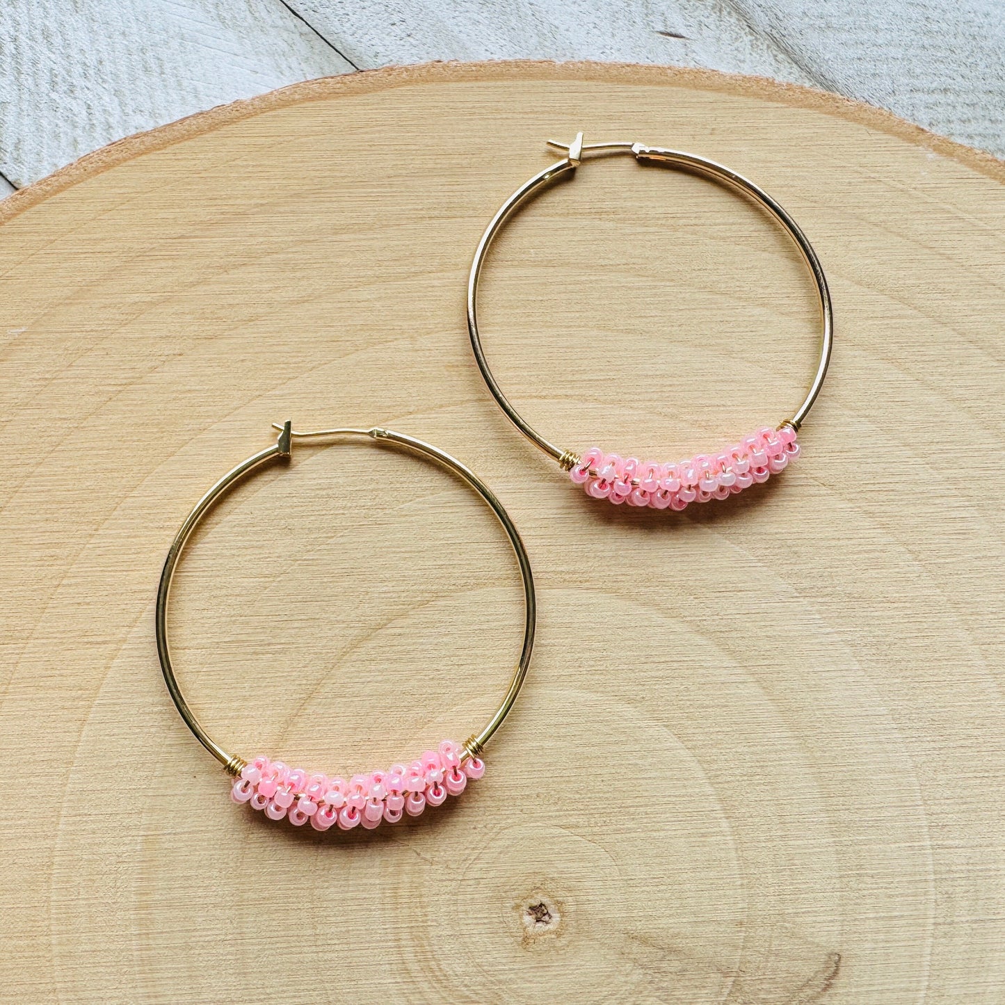 Seed Bead Hoop Earrings
