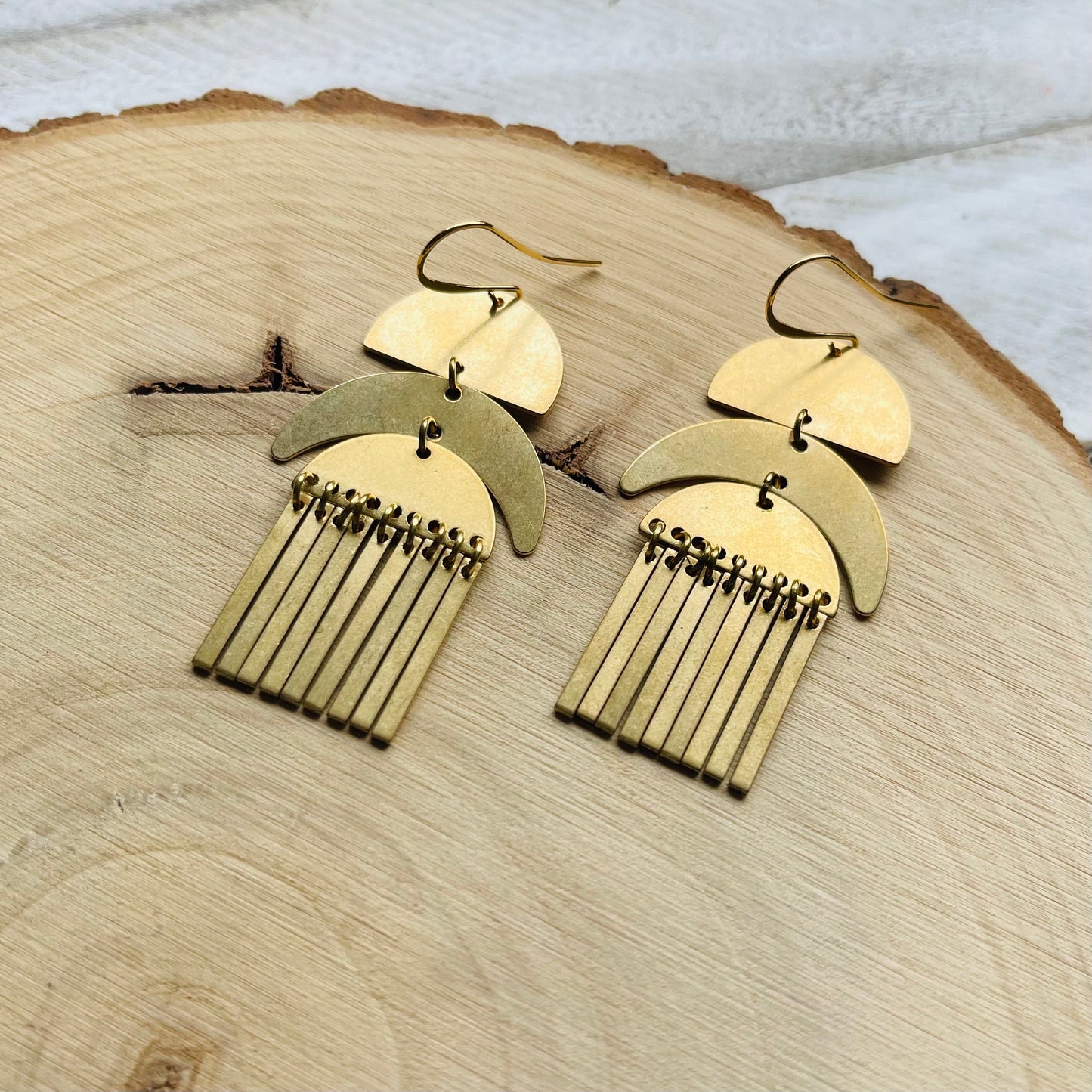 Geometric Brass Dangle Earrings