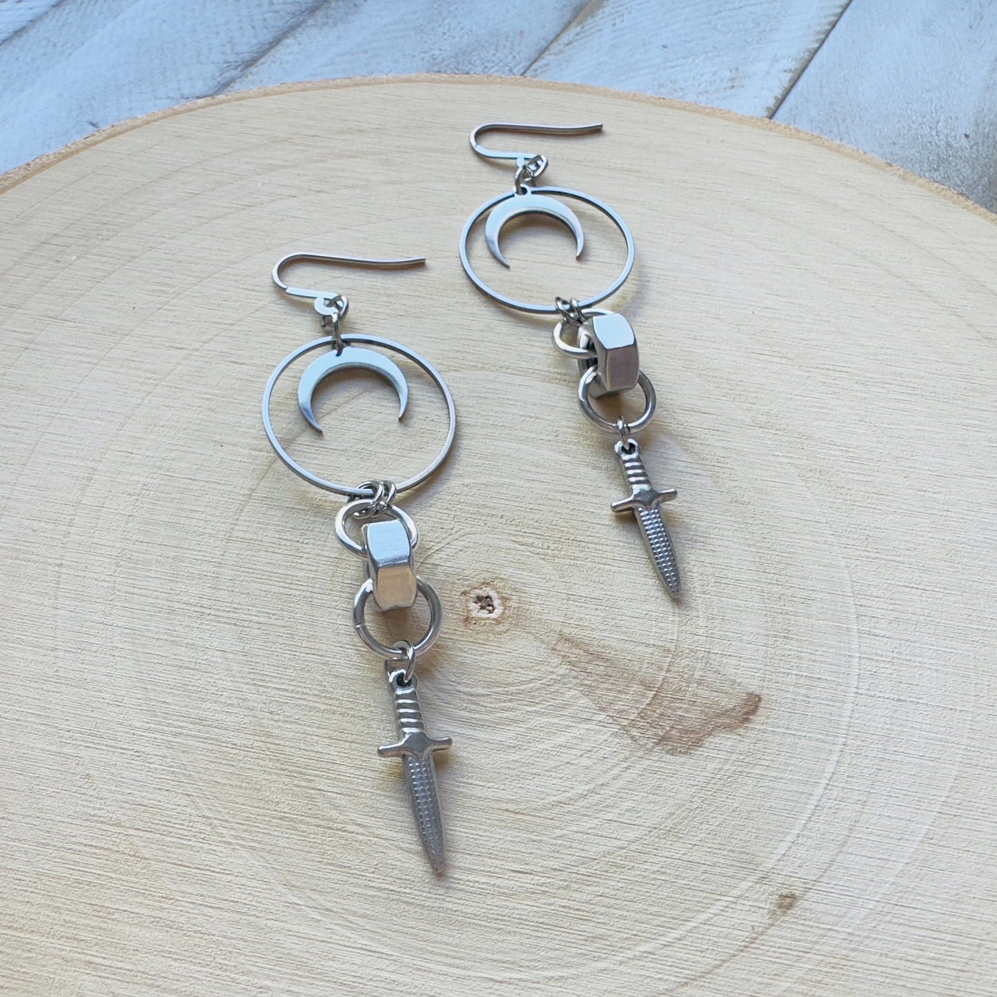 Stainless Steel Dagger Earrings