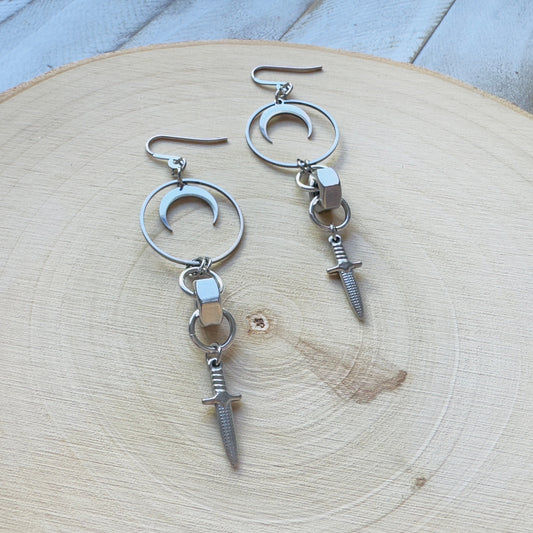 Stainless Steel Dagger Earrings