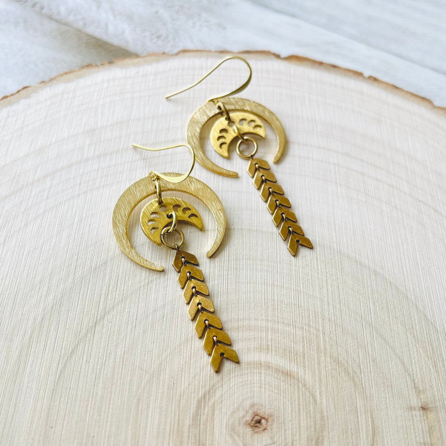 Brass Moon Earrings