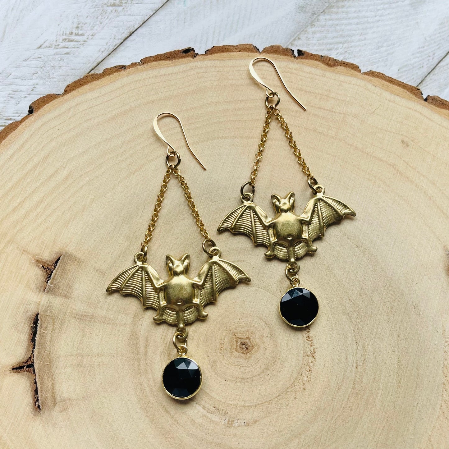 Onyx Bat Earrings