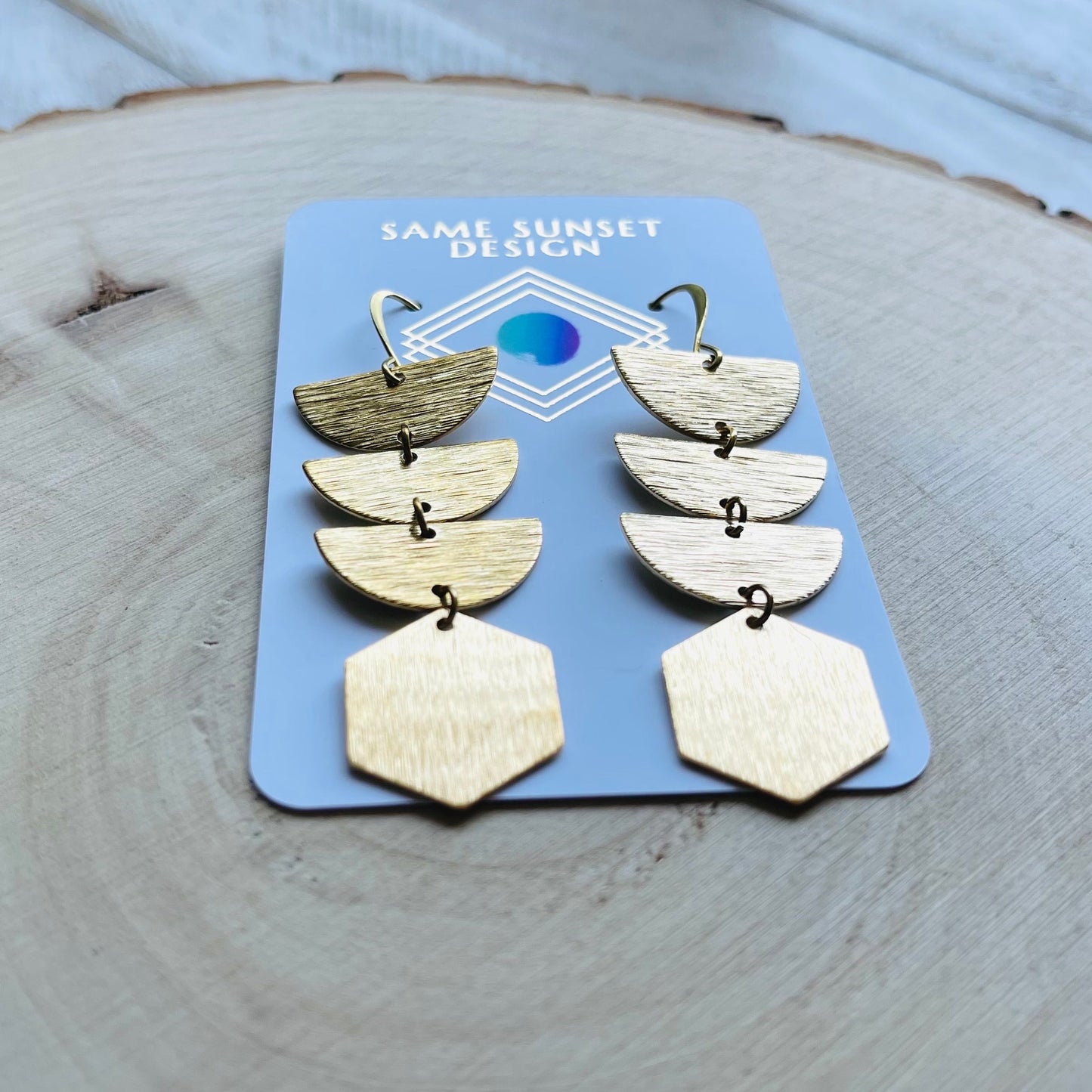 Geometric Brass Dangle Earrings