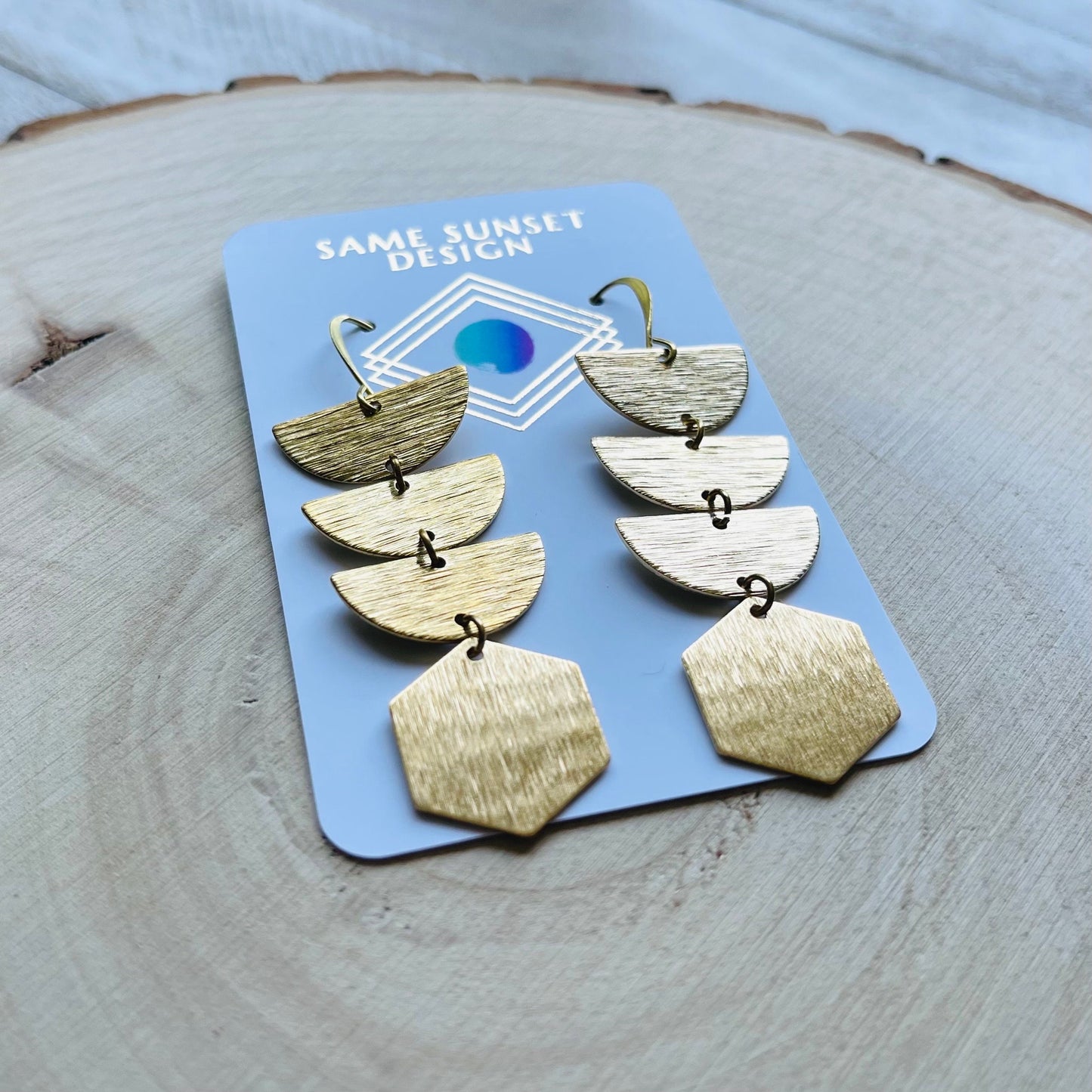 Geometric Brass Dangle Earrings
