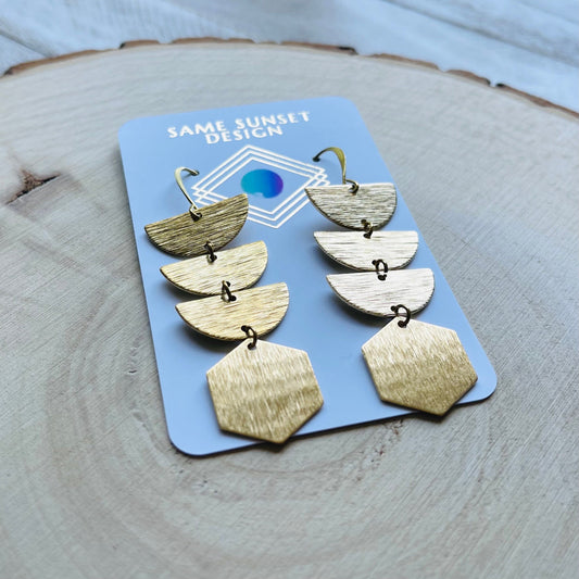 Geometric Brass Dangle Earrings