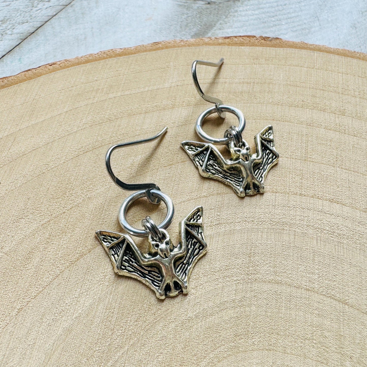 Silver Bat Earrings