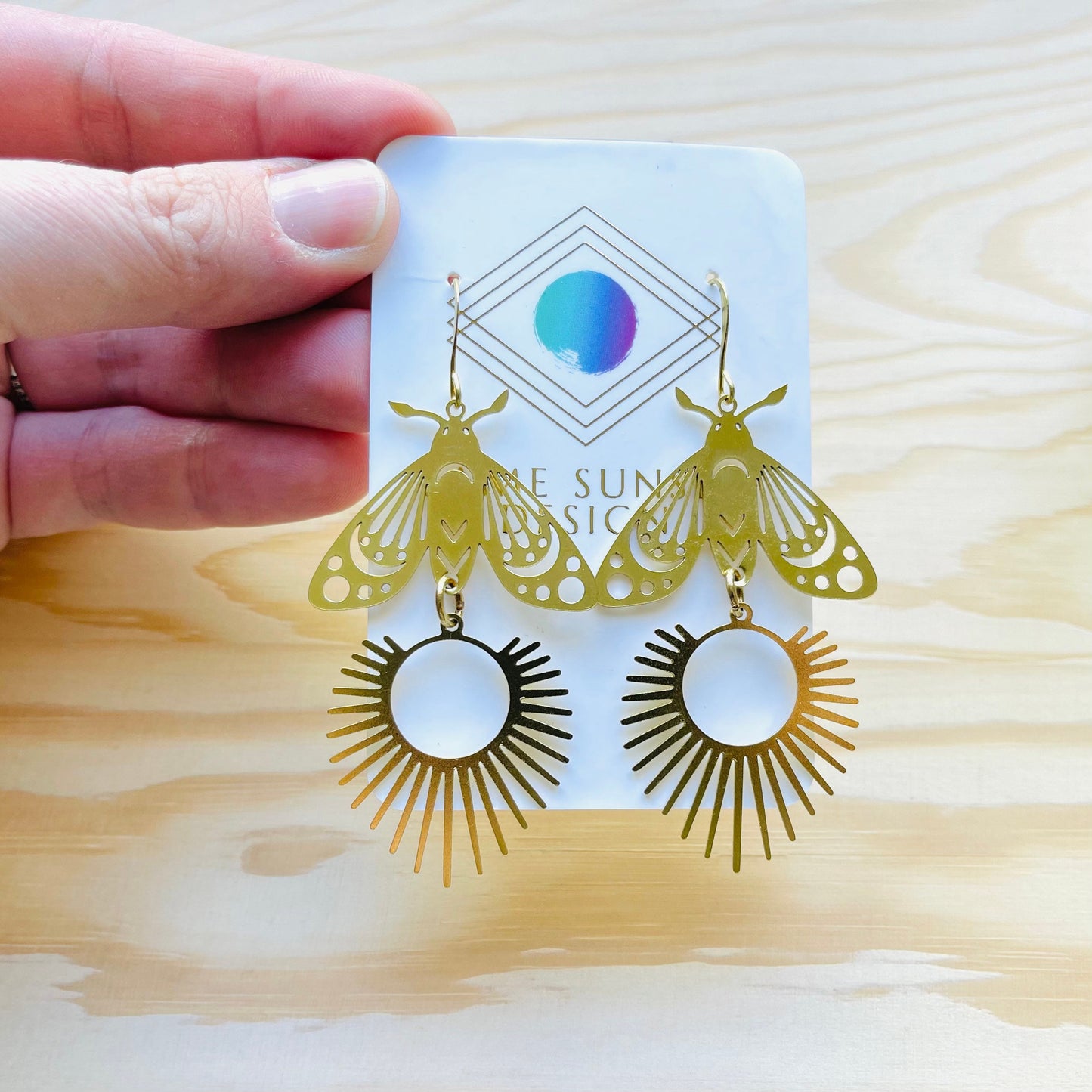 Brass Moth Earrings