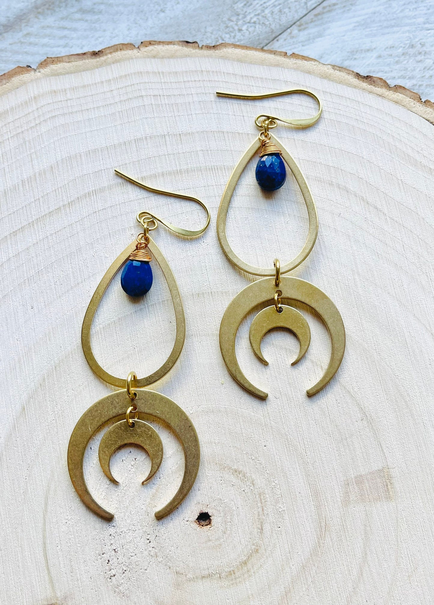 Lapis Lazuli Crescent Moon Earrings