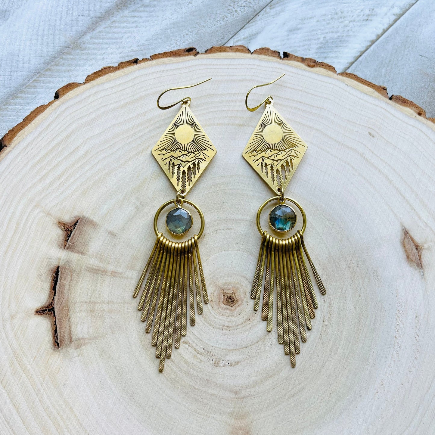 Labradorite Mountain Fringe Earrings