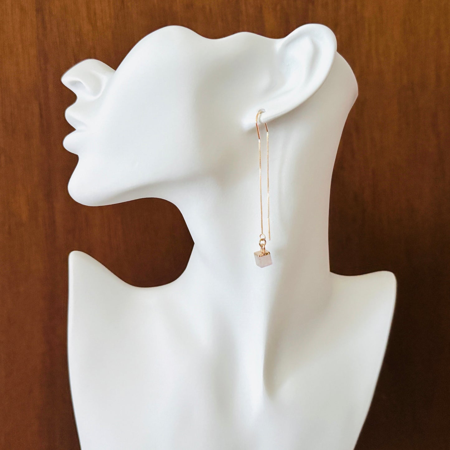 Rose Quartz Threader Earrings